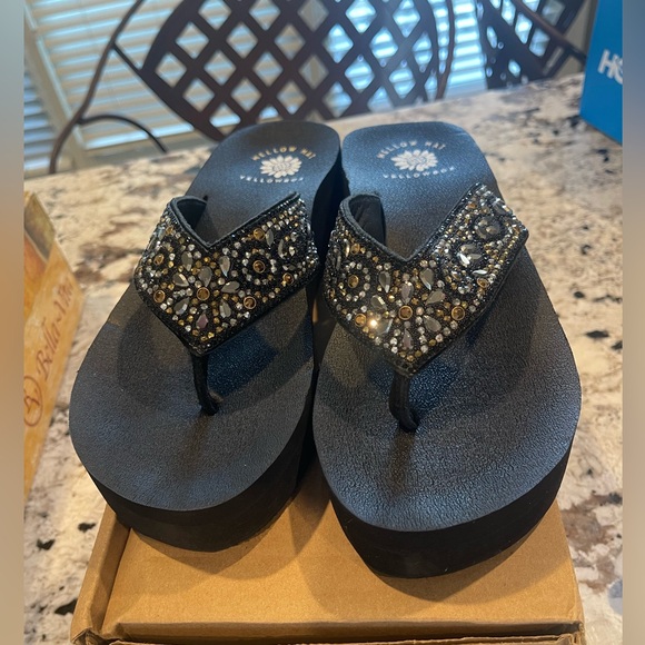 Yellow box multi metallic platform leather sandal new 7 m - Picture 5 of 7